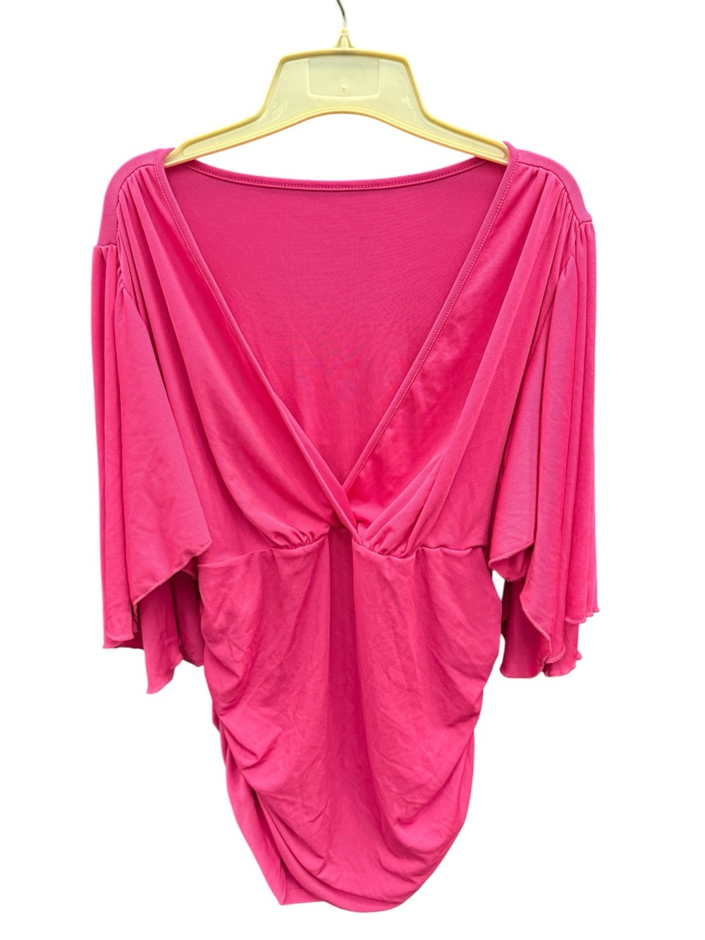 Shein Women’s Hot Pink Draped V-Neck & ruched Top Plus Size 2XL / 16